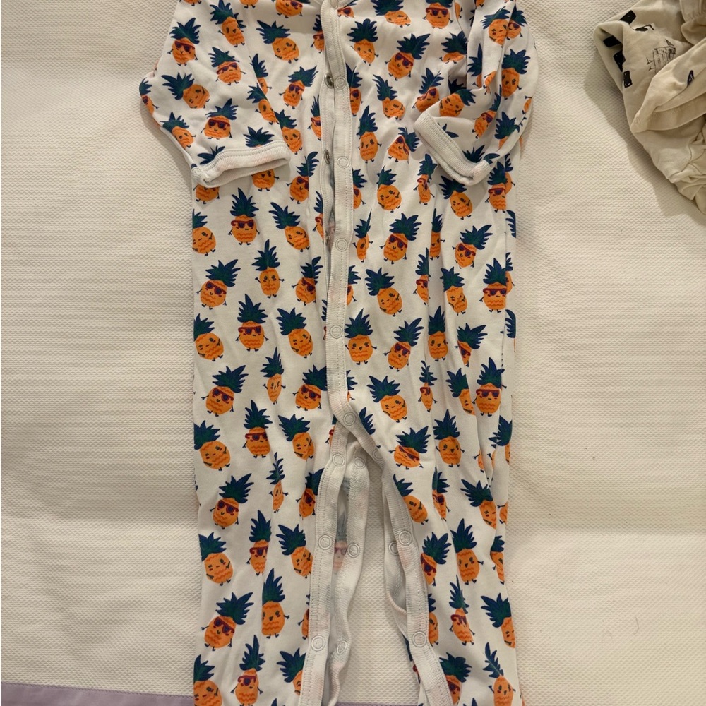Roller Rabbit Orange and Blue Pineapple Kids Footie